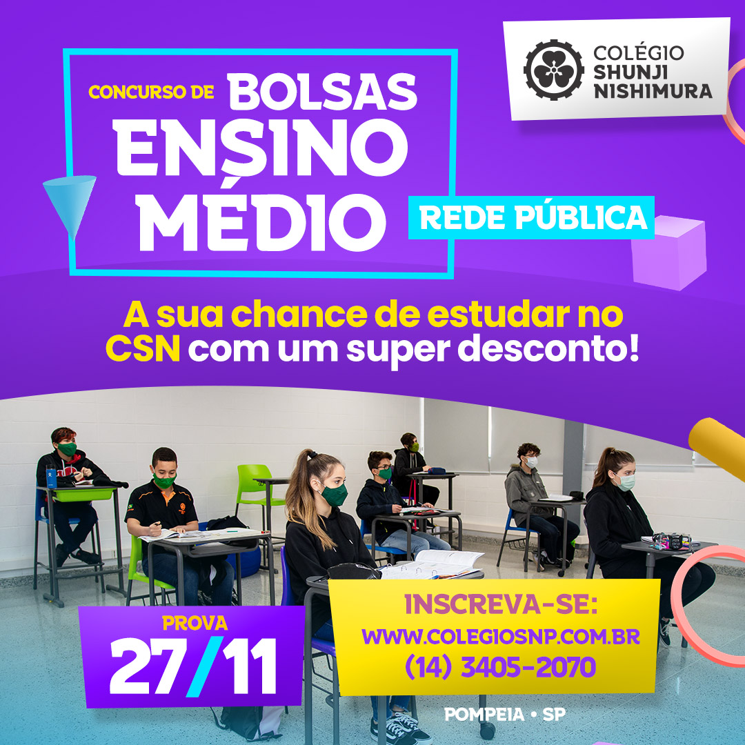 Abertas as Inscrições do Concurso de Bolsas Ensino Médio – Rede Pública